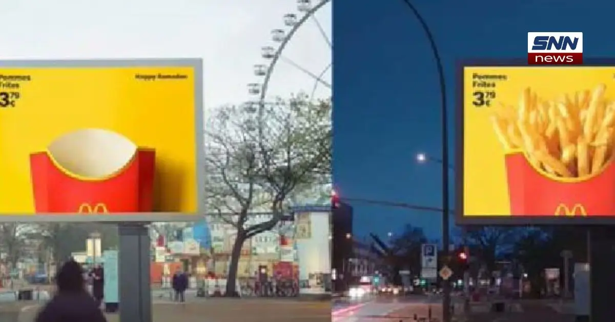 McDonald’s Germany Ramadan billboard campaign, food images hidden during daylight hours, digital billboards reveal meals after sunset