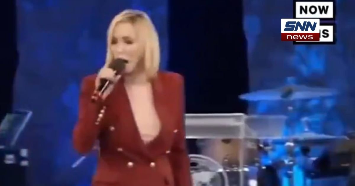 Paula White, spiritual adviser to former US President Donald Trump, speaks during a religious broadcast, highlighting the debate over faith and politics in the United States.