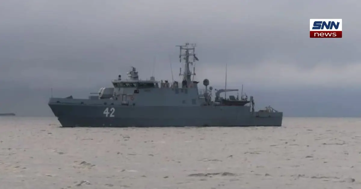 "Finnish naval ship patrolling the sea, symbolizing Finland’s potential role in Strait of Hormuz security mission."