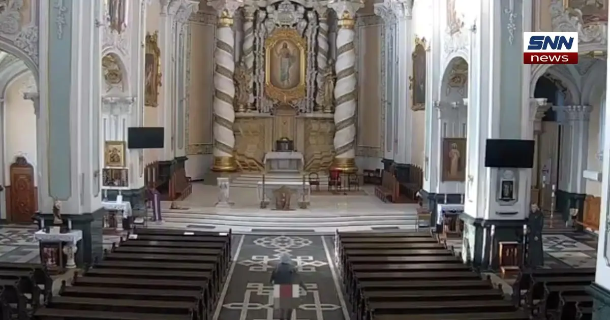 Incident inside Poland church involving altar disrespect and cross being thrown away”
