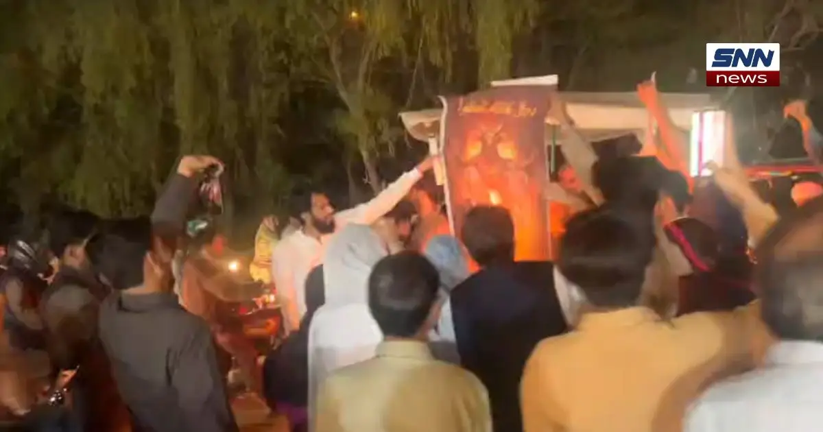 Protesters in Lahore burn an effigy of Israeli Prime Minister Benjamin Netanyahu during a rally condemning the Iran&ndash;Israel conflict.