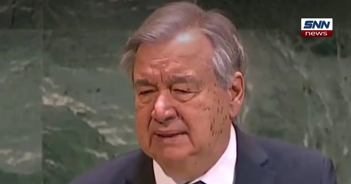 “UN Secretary-General António Guterres speaking at a virtual event urging tech companies to fight anti-Muslim hate online.”