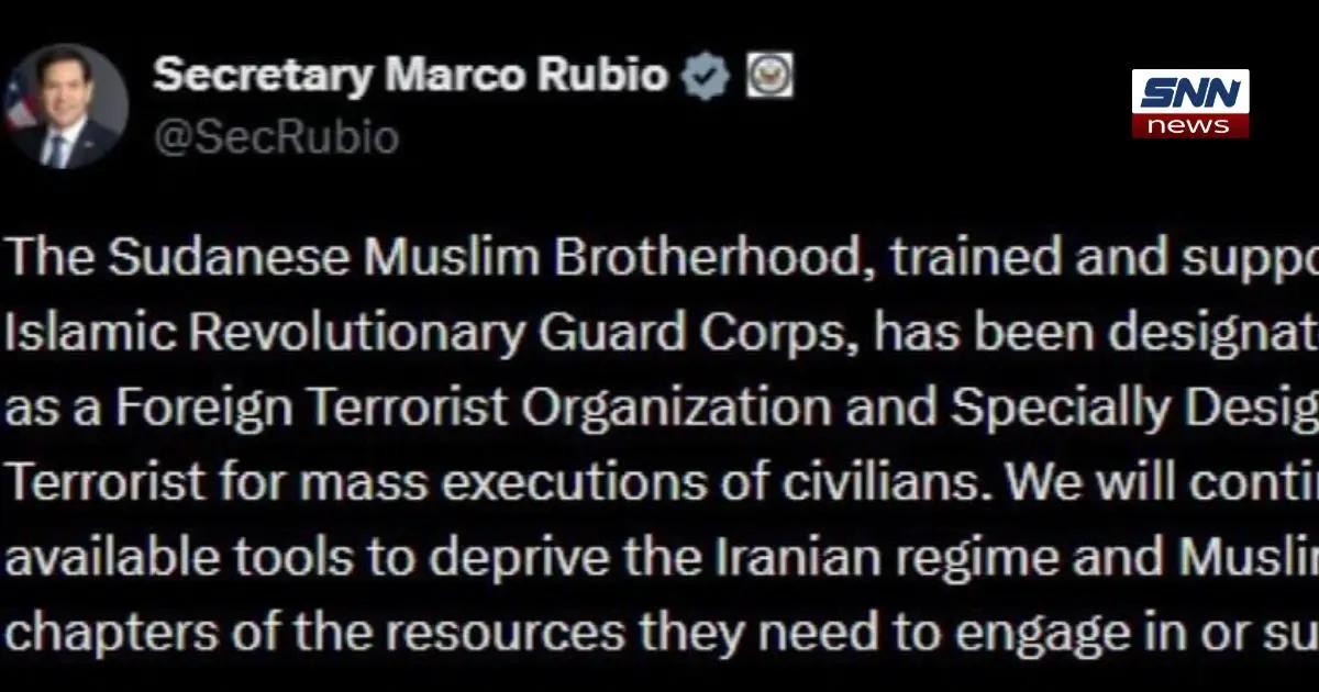 Sudan civil war crisis as US designates Sudanese Muslim Brotherhood a Foreign Terrorist Organization linked to Sudan Armed Forces.