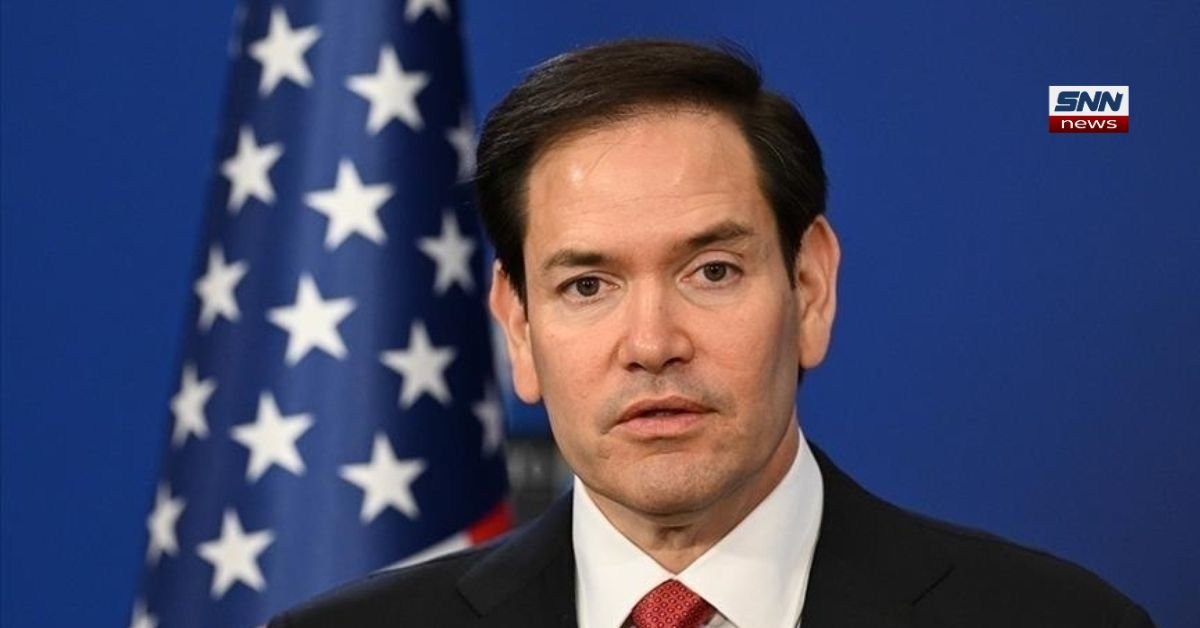 Marco Rubio speaking at political event as reports link him to possible 2028 US presidential campaign.