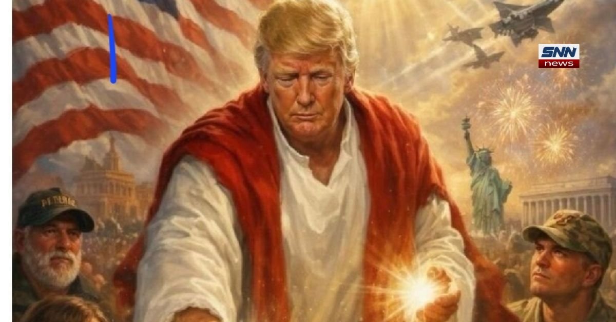 Donald Trump AI-generated image depicting himself as Jesus raising the dead shared on Truth Social social media platform.