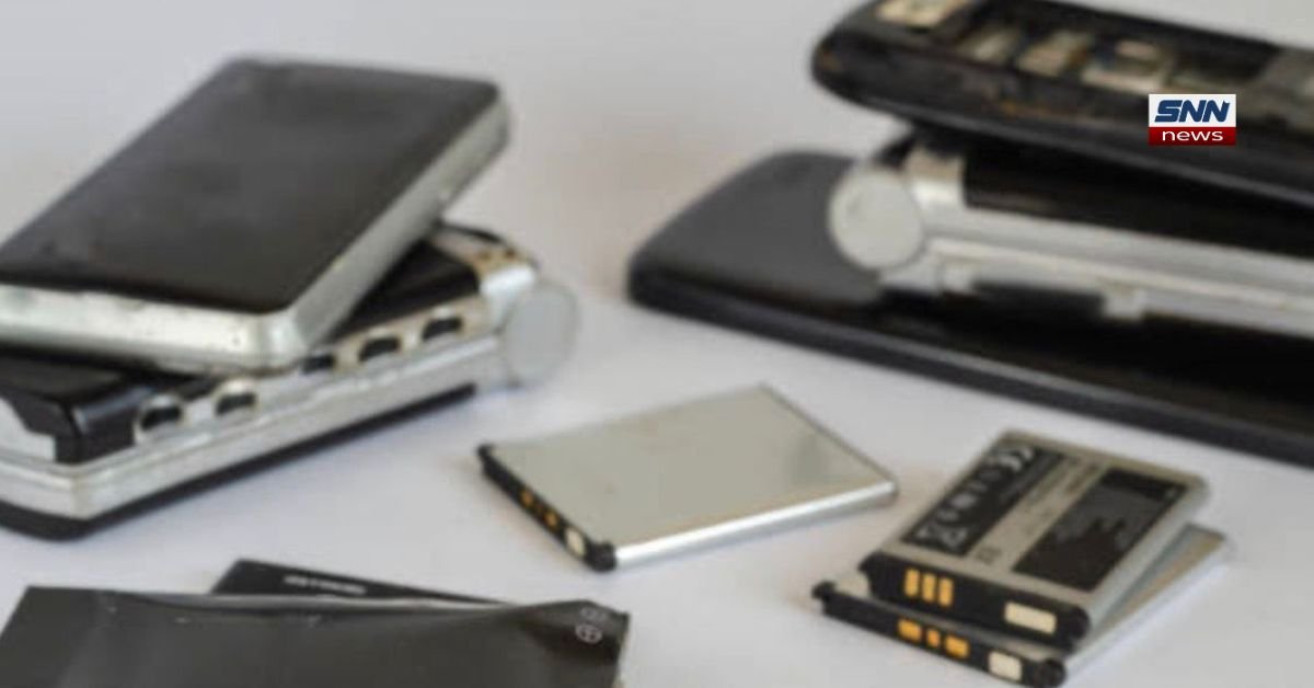 Smartphone with removable battery beside EU flag symbolizing new European Union replaceable battery rules for devices.