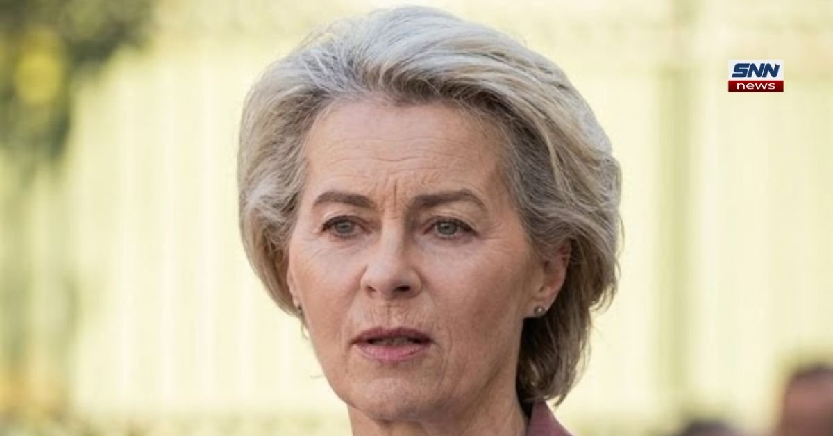 European Commission President Ursula von der Leyen speaking on Iran sanctions during an EU press briefing.
