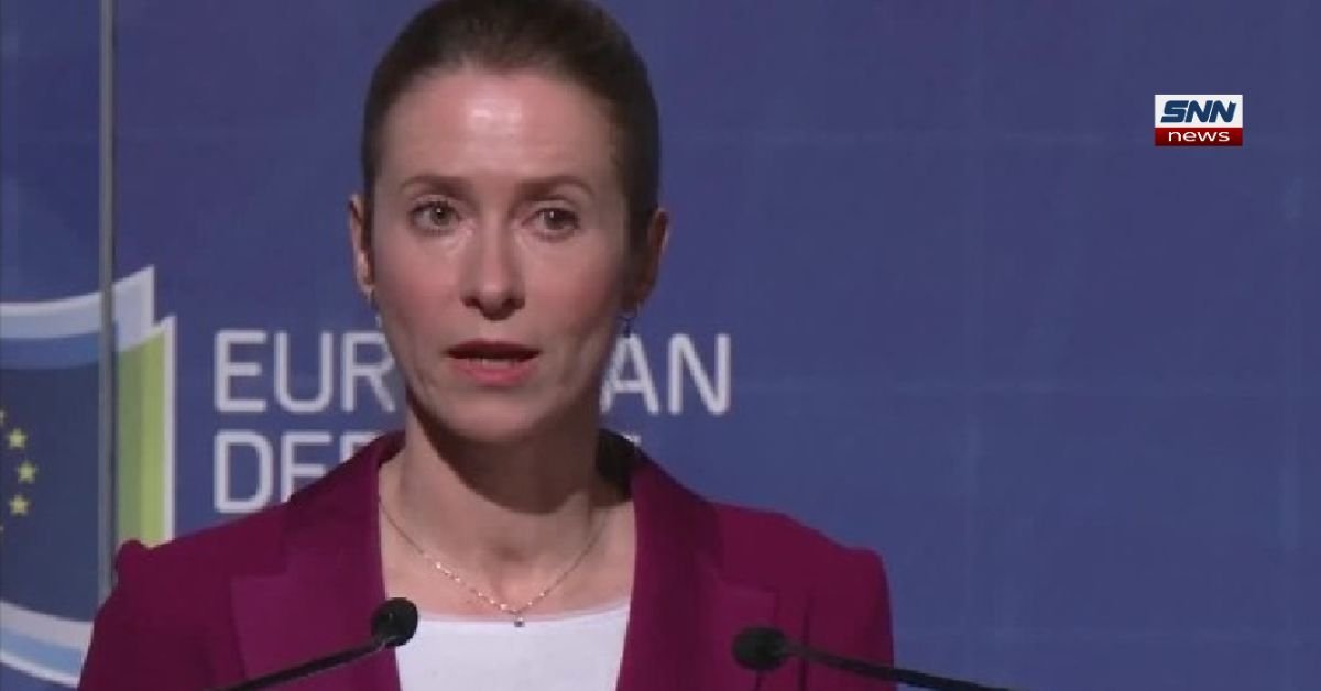 Kaja Kallas speaking on EU unity and warning Europe against division amid growing US political pressure.