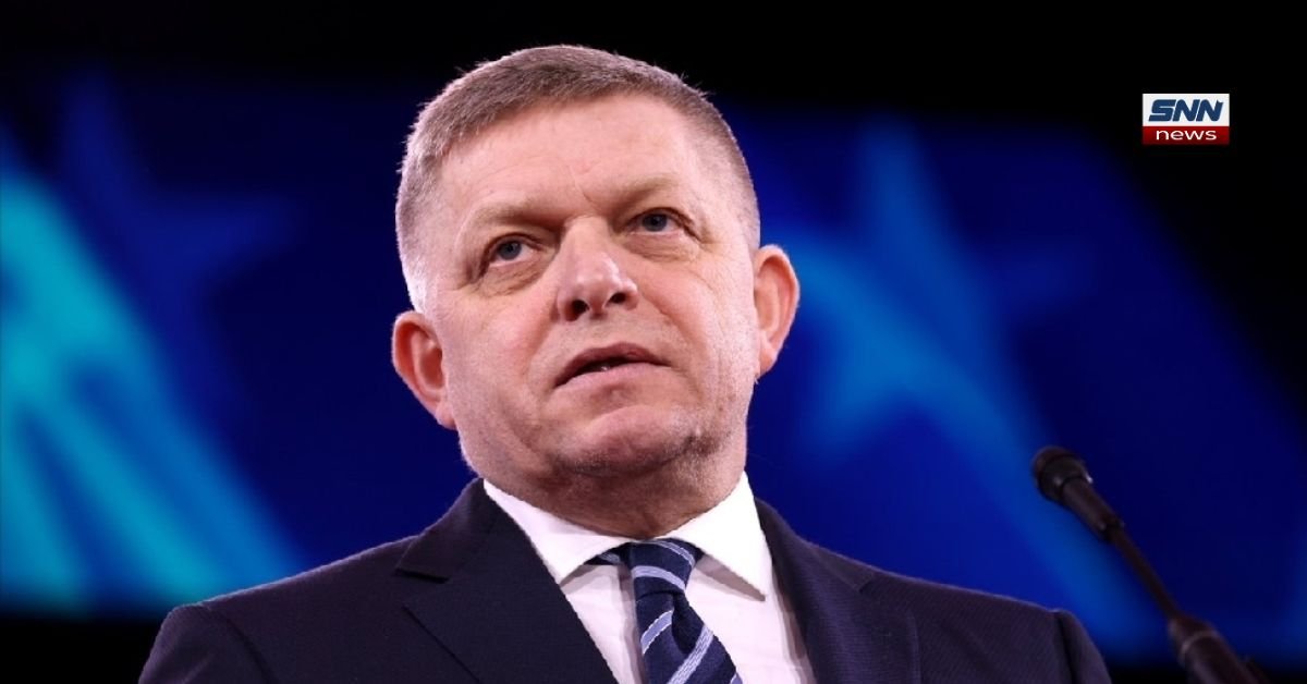 Slovakia PM Fico with Europe map showing Lithuania and Latvia airspace dispute before planned Moscow visit.