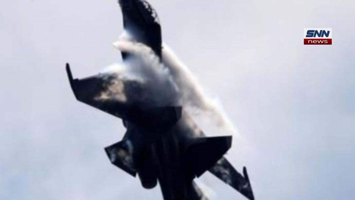 Su-30 fighter jet crash site in Crimea during training flight with rescue teams on ground