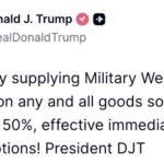 &ldquo;Donald Trump announces immediate 50% tariffs on countries supplying weapons to Iran&rdquo;