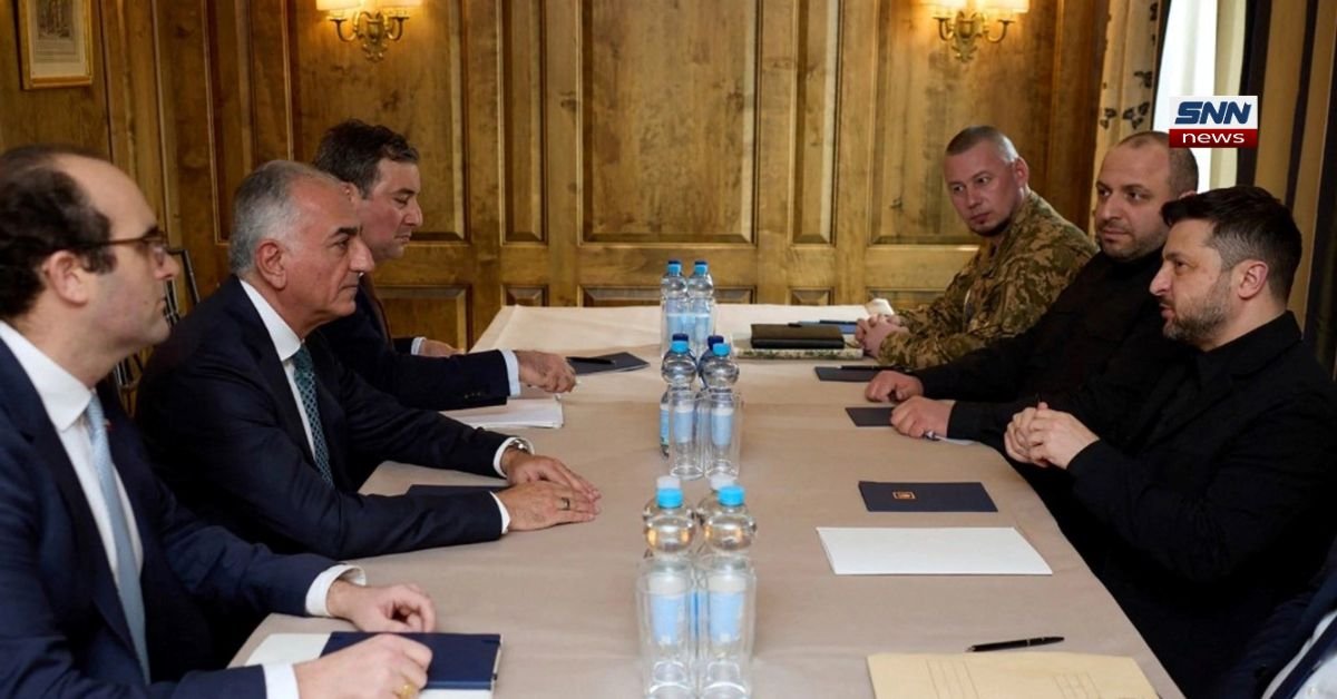 Ukrainian President Zelensky addressing the UN Security Council on maritime security threats at the Strait of Hormuz.