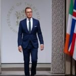 Finland President Alexander Stubb speaking on Europe&rsquo;s Russia and Ukraine policy during a security meeting.