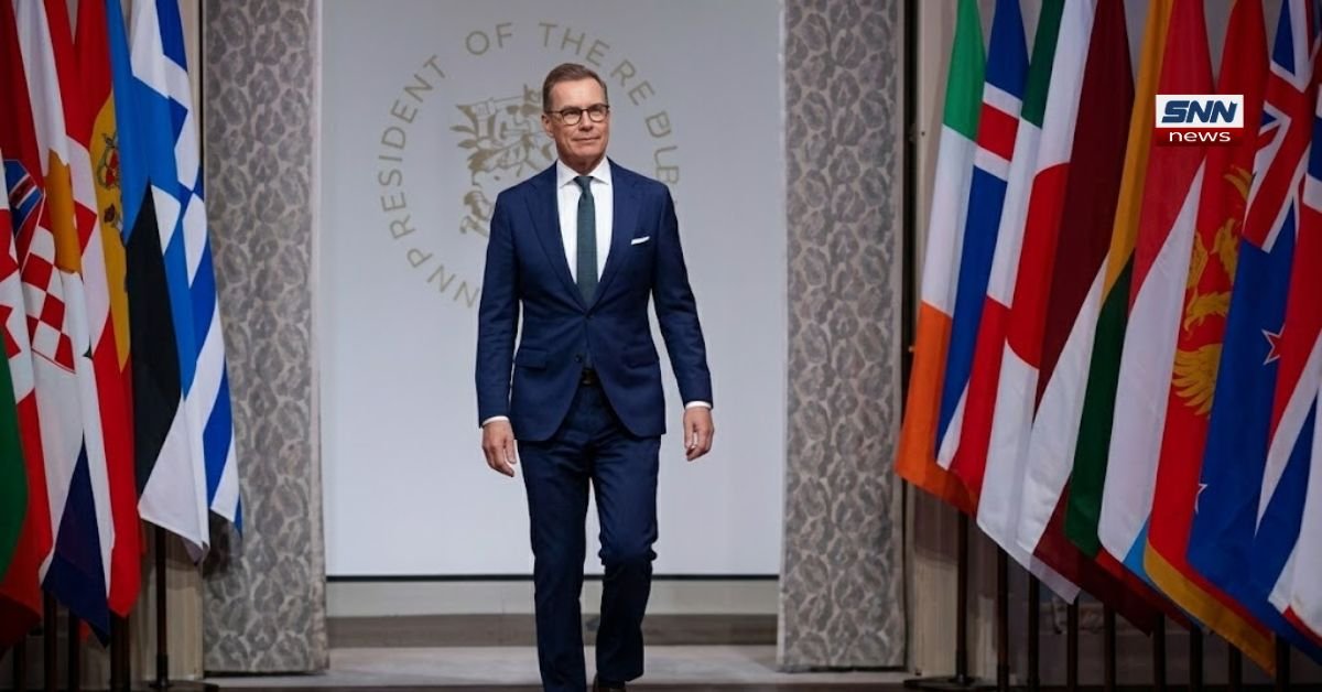 Finland President Alexander Stubb speaking on Europe’s Russia and Ukraine policy during a security meeting.