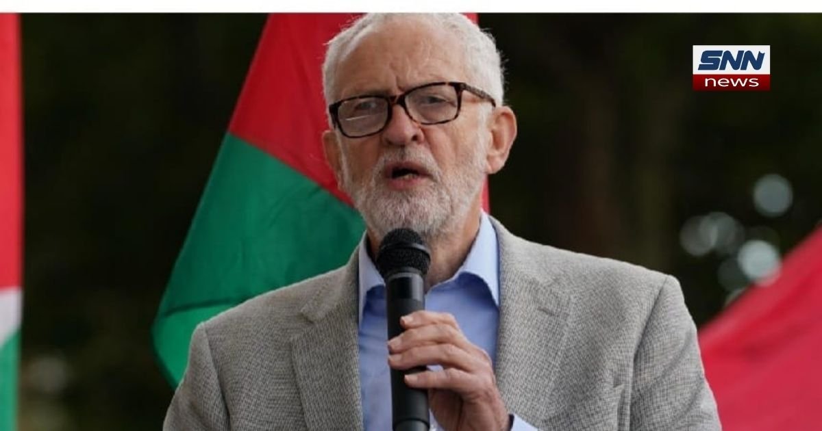 Jeremy Corbyn addressing supporters while calling for a public inquiry into the UK government’s actions related to Gaza.