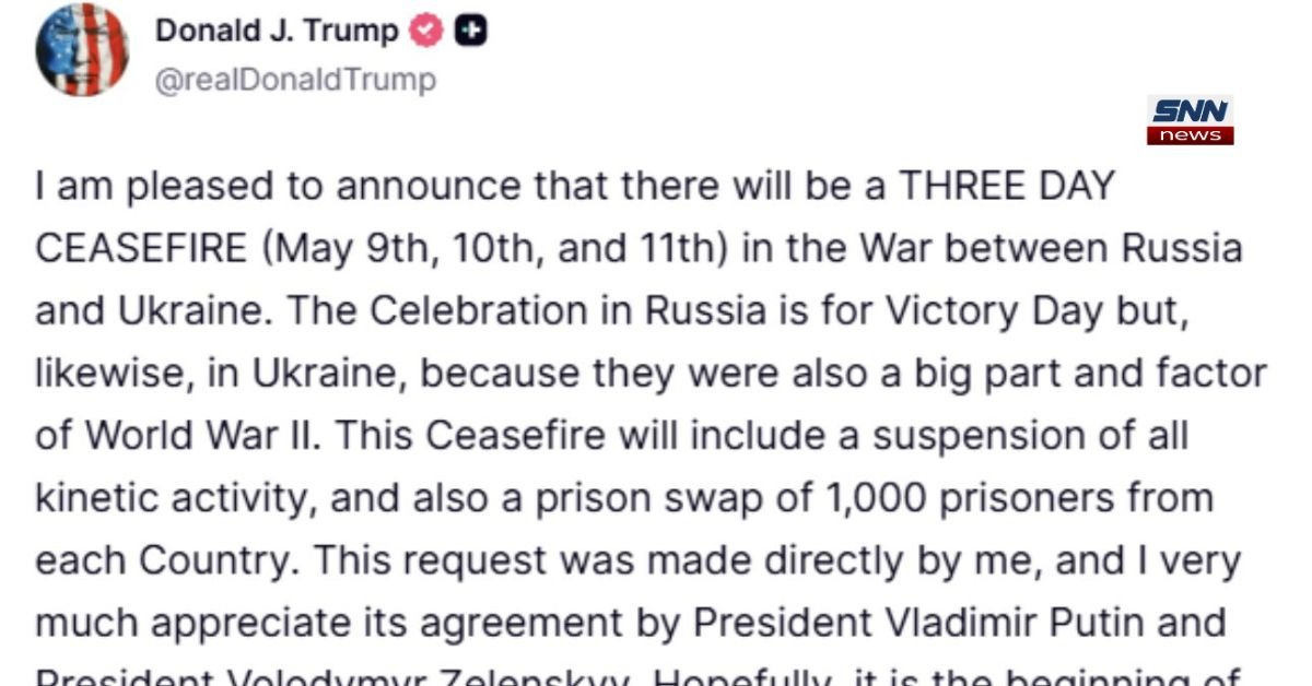 Trump announces a three-day Ukraine ceasefire as President Zelensky confirms agreement and prioritises the return of 1,000 Ukrainian soldiers held in Russian captivity.