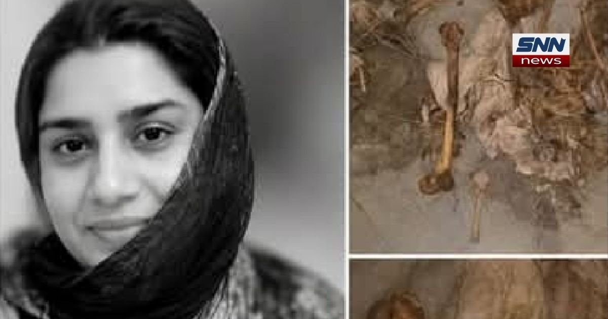 Police officers inspect a sand excavation site in Burewala, Pakistan, where skeletal remains believed to belong to a missing woman were discovered after six years.
