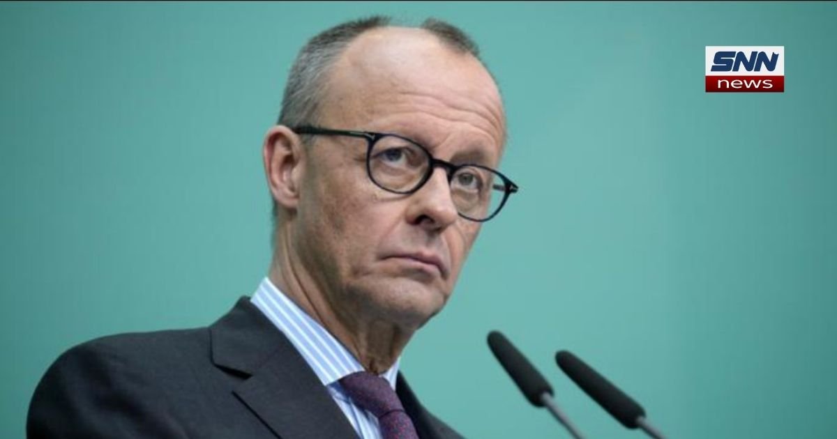 German Chancellor Friedrich Merz speaking at a press conference amid record-low 15% approval rating in INSA poll