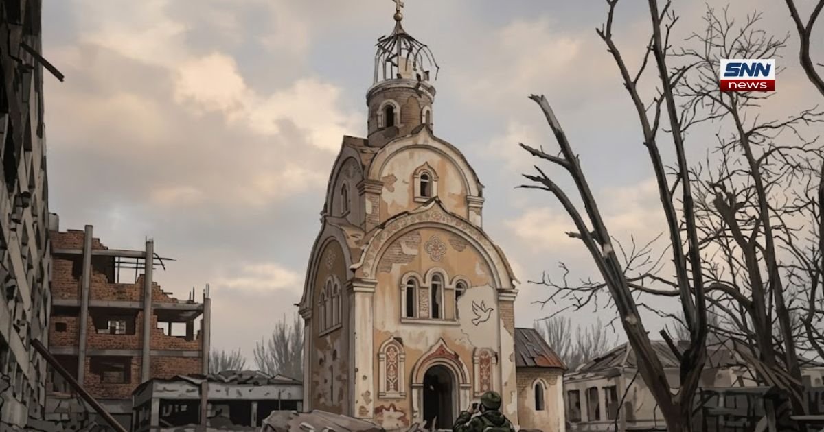 Damaged church in Ukraine destroyed by Russian bombs and missiles