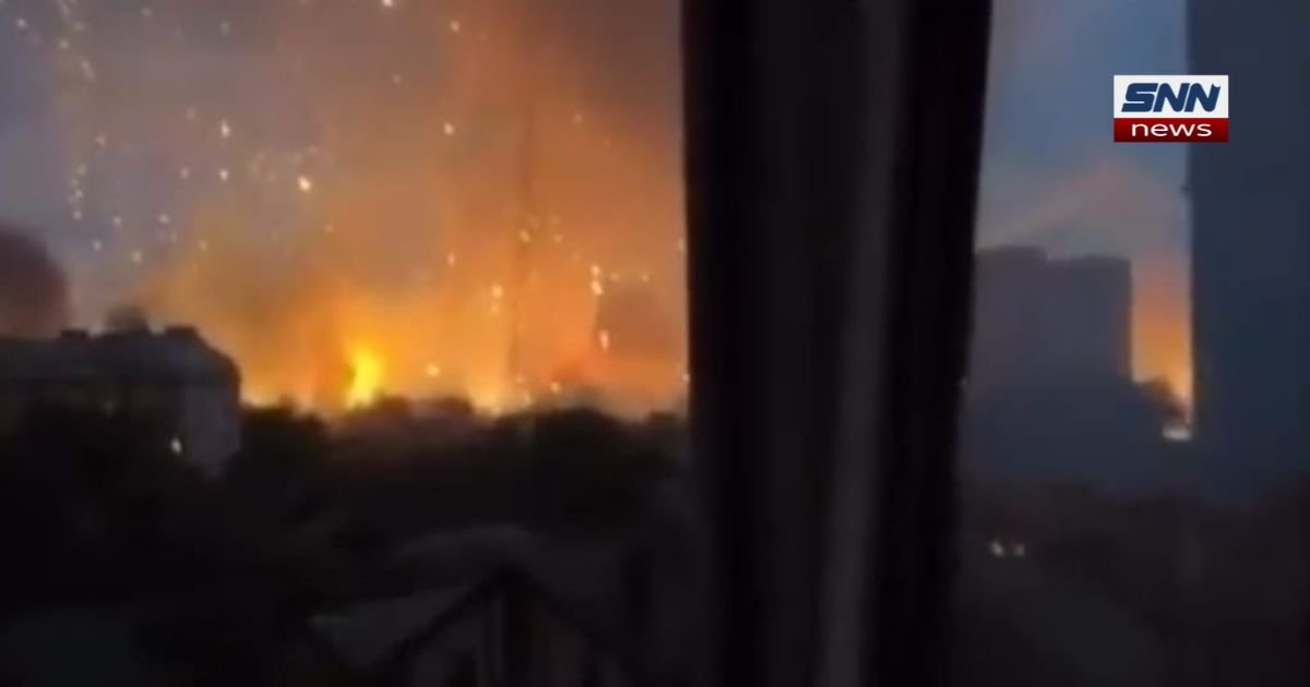 "Smoke rises over Kyiv missile attack after overnight Russian missile and drone strikes, August 2026"