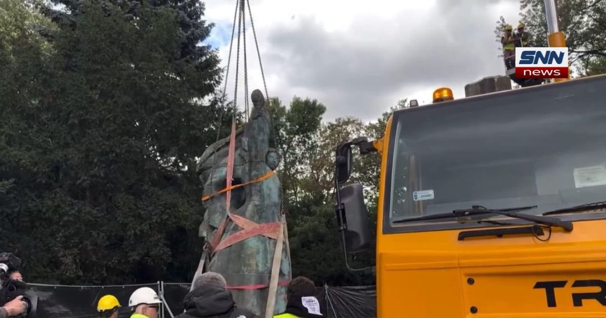 "Dismantling of the Soviet Red Army monument in Ghetto Victims Square, Rzeszรณw, Poland"