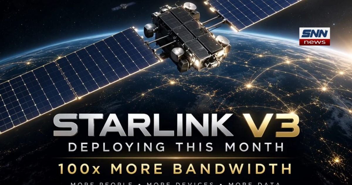 SpaceX Starlink V3 satellite in orbit above Earth"