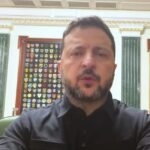 Ukraine De-escalation President Volodymyr Zelensky speaking at a press briefing in Kyiv"