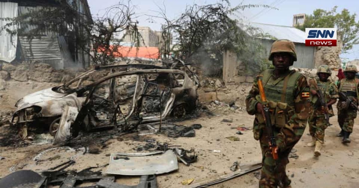 "Somali landscape with military 86 Airstrikes silhouette, symbolizing ongoing counterterrorism operations"